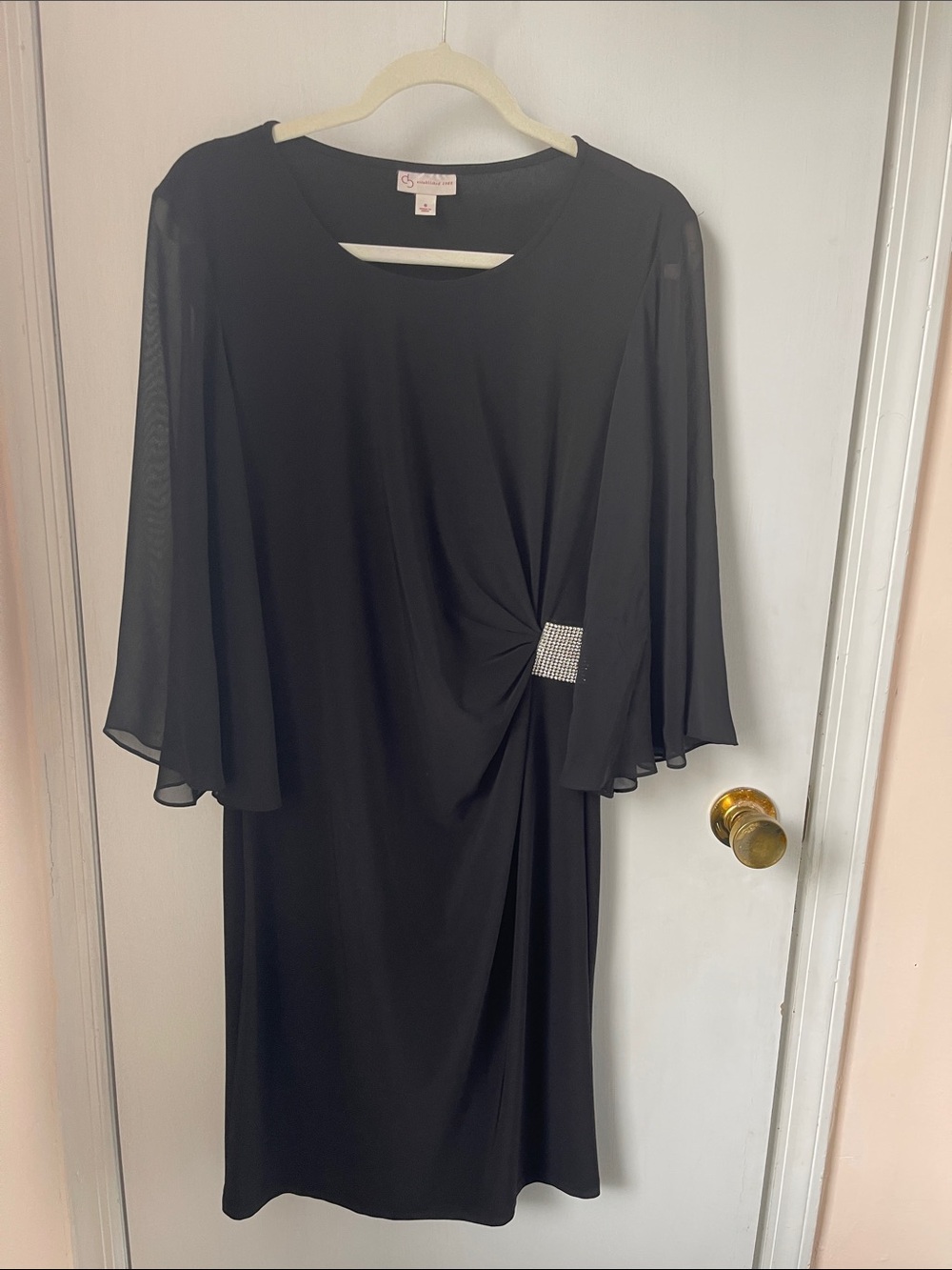 Dress barn Elegant Black midi Dress with Rhinestone Accent size 8
